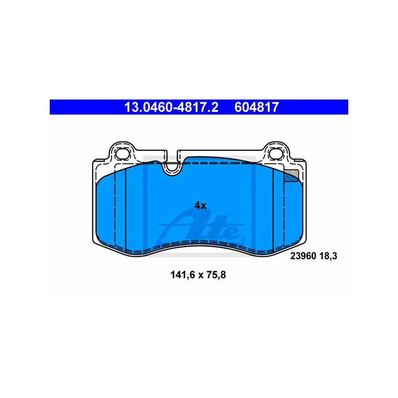 Jeu de 4 plaquettes de frein avant ATE 13.0460-4817.2