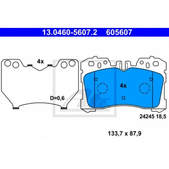 Jeu de 4 plaquettes de frein avant ATE 13.0460-5607.2