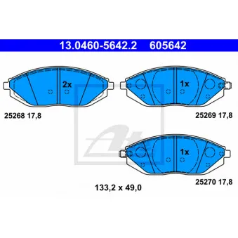 Jeu de 4 plaquettes de frein avant ATE 13.0460-5642.2