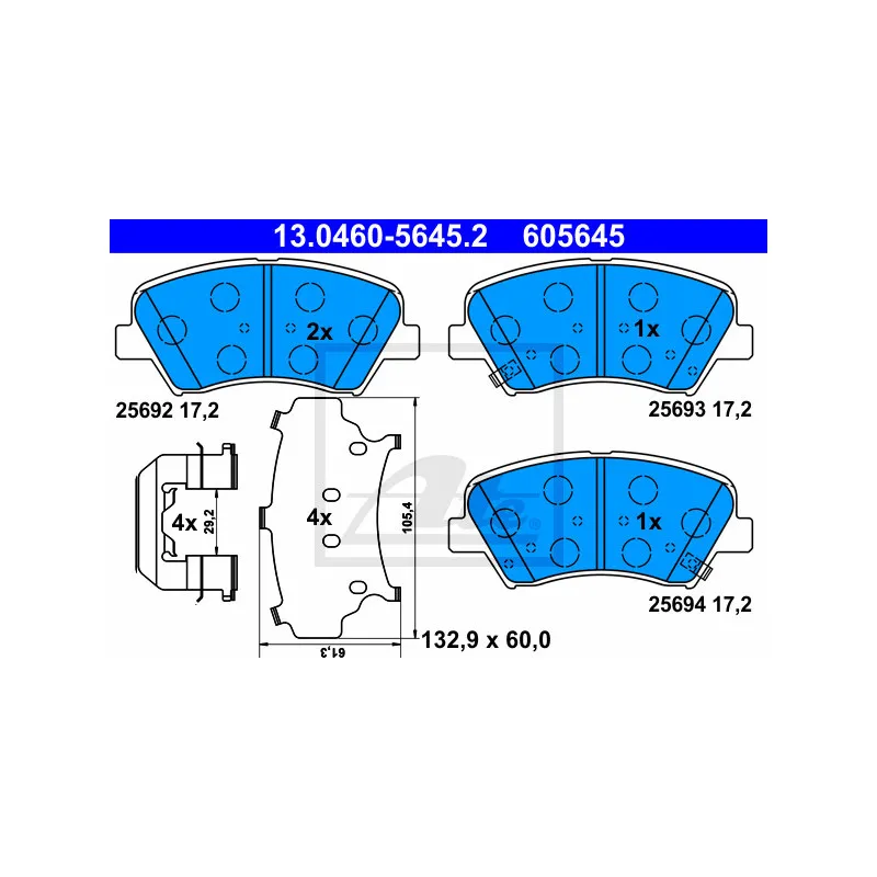Jeu de 4 plaquettes de frein avant ATE 13.0460-5645.2
