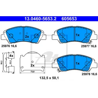 Jeu de 4 plaquettes de frein avant ATE 13.0460-5653.2