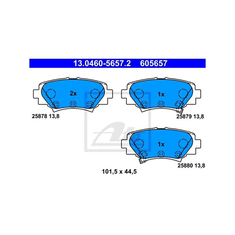Jeu de 4 plaquettes de frein arrière ATE 13.0460-5657.2