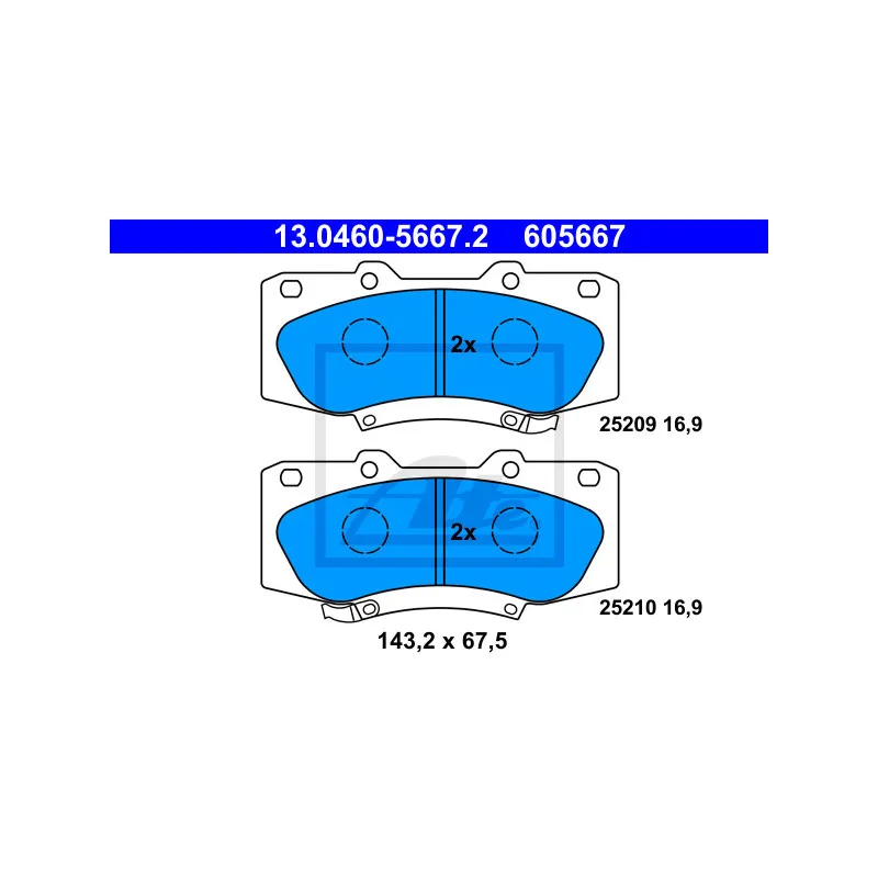 Jeu de 4 plaquettes de frein avant ATE 13.0460-5667.2