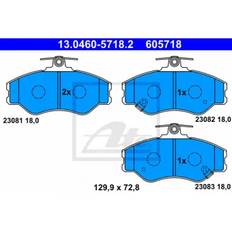 Jeu de 4 plaquettes de frein avant ATE 13.0460-5718.2