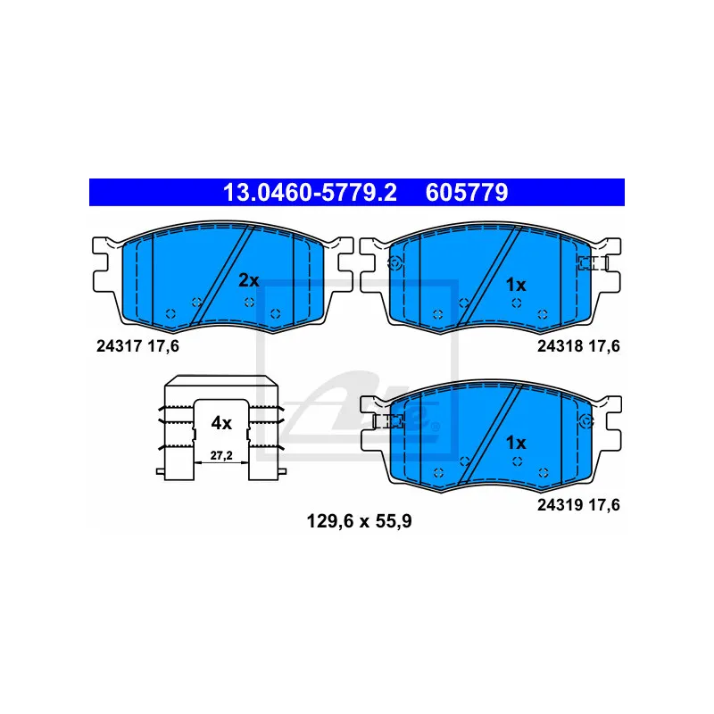 Jeu de 4 plaquettes de frein avant ATE 13.0460-5779.2