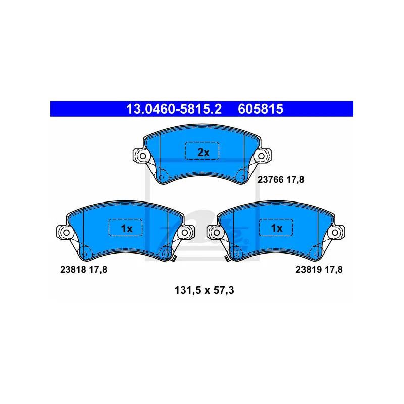 Jeu de 4 plaquettes de frein avant ATE 13.0460-5815.2