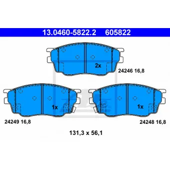 Jeu de 4 plaquettes de frein avant ATE 13.0460-5822.2