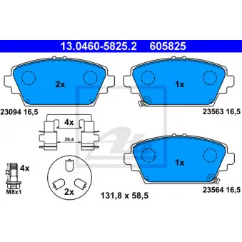 Jeu de 4 plaquettes de frein avant ATE 13.0460-5825.2