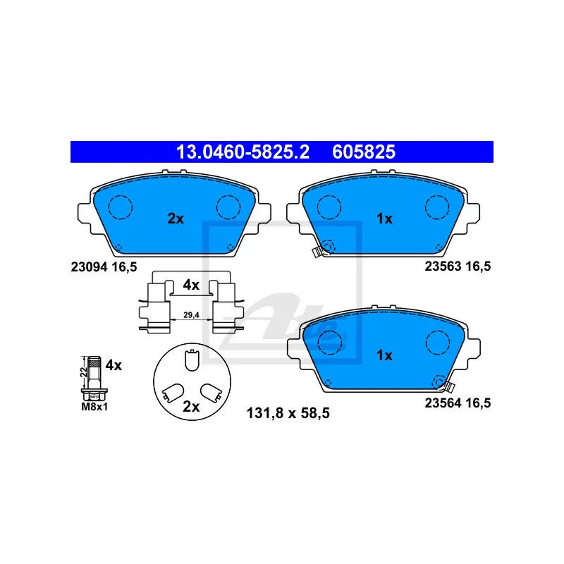 Jeu de 4 plaquettes de frein avant ATE 13.0460-5825.2