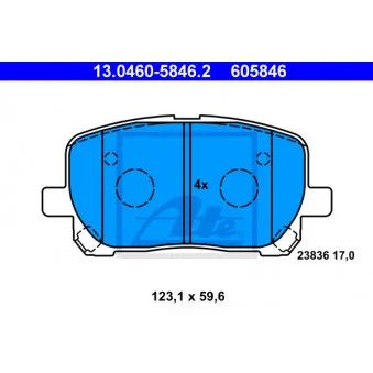 Jeu de 4 plaquettes de frein avant ATE 13.0460-5846.2