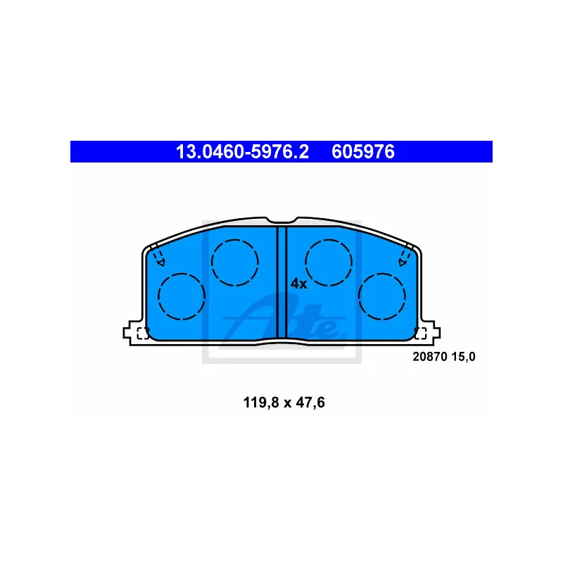 Jeu de 4 plaquettes de frein avant ATE 13.0460-5976.2