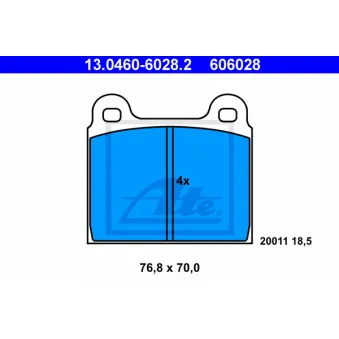 Jeu de 4 plaquettes de frein avant ATE 13.0460-6028.2
