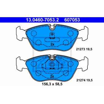Jeu de 4 plaquettes de frein avant ATE 13.0460-7053.2