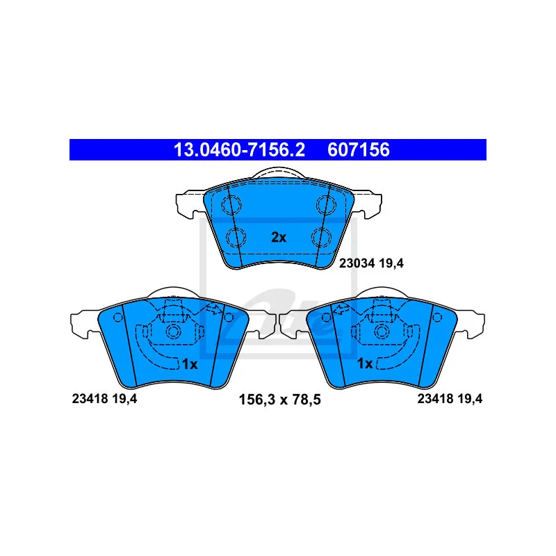 Jeu de 4 plaquettes de frein avant ATE 13.0460-7156.2