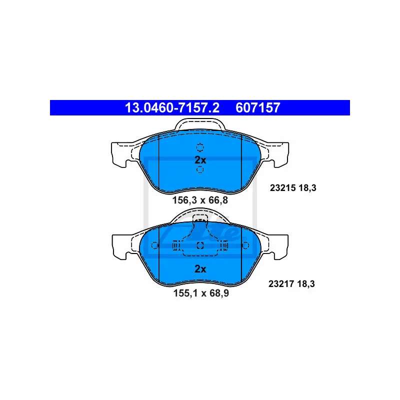 Jeu de 4 plaquettes de frein avant ATE 13.0460-7157.2