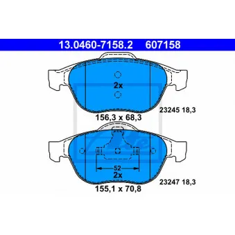 Jeu de 4 plaquettes de frein avant ATE 13.0460-7158.2