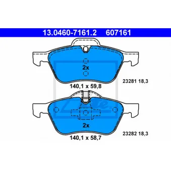 Jeu de 4 plaquettes de frein avant ATE 13.0460-7161.2