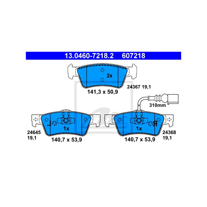 Jeu de 4 plaquettes de frein arrière ATE 13.0460-7218.2
