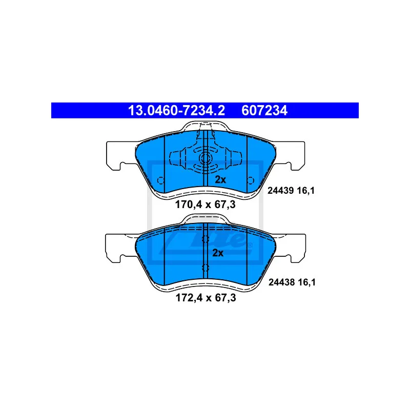 Jeu de 4 plaquettes de frein avant ATE 13.0460-7234.2