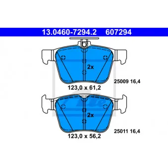 Jeu de 4 plaquettes de frein arrière ATE 13.0460-7294.2