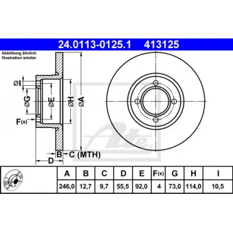 Jeu de 2 disques de frein avant ATE 24.0113-0125.1