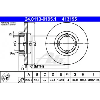 Jeu de 2 disques de frein avant ATE 24.0113-0195.1