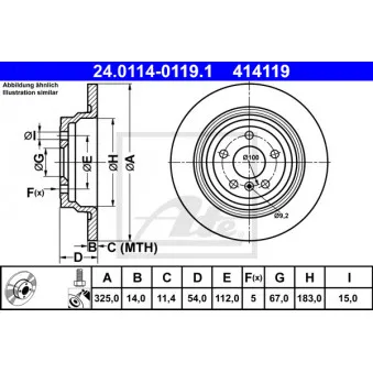 Jeu de 2 disques de frein arrière ATE 24.0114-0119.1