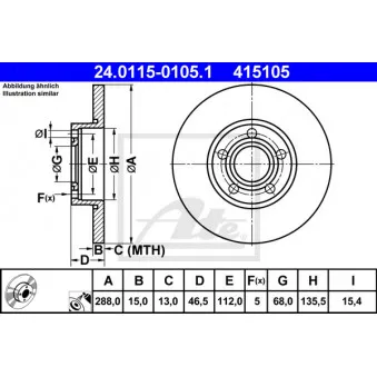 Jeu de 2 disques de frein avant ATE 24.0115-0105.1