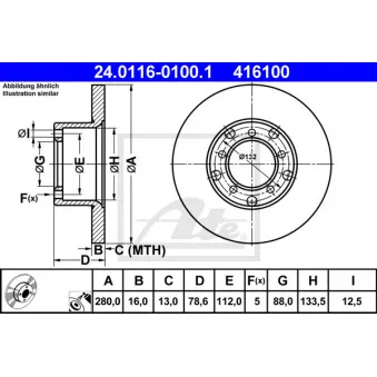 Jeu de 2 disques de frein avant ATE 24.0116-0100.1