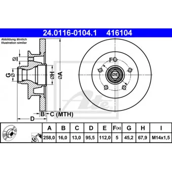 Jeu de 2 disques de frein avant ATE 24.0116-0104.1