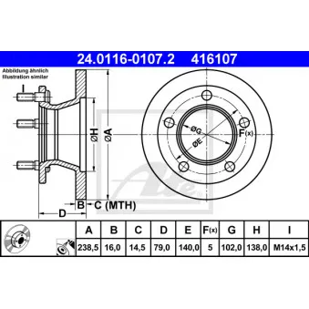 Jeu de 2 disques de frein avant ATE 24.0116-0107.2