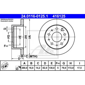 Jeu de 2 disques de frein arrière ATE 24.0116-0125.1