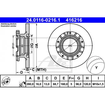 Jeu de 2 disques de frein arrière ATE 24.0116-0216.1