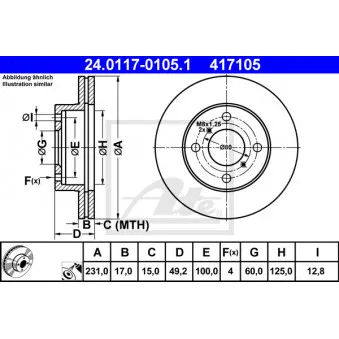 Jeu de 2 disques de frein avant ATE 24.0117-0105.1