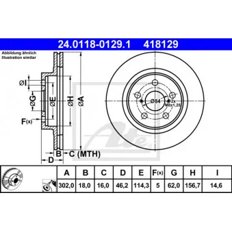 Jeu de 2 disques de frein avant ATE 24.0118-0129.1