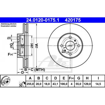 Jeu de 2 disques de frein avant ATE 24.0120-0175.1