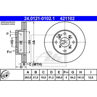 Jeu de 2 disques de frein avant ATE 24.0121-0102.1