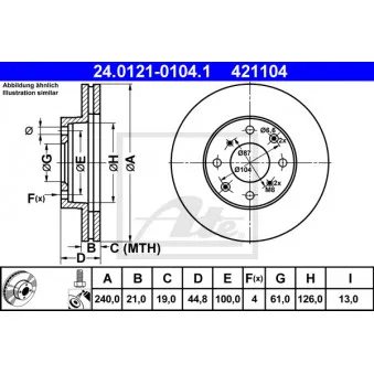 Jeu de 2 disques de frein avant ATE 24.0121-0104.1