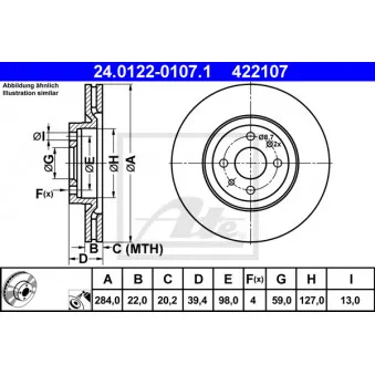 Jeu de 2 disques de frein avant ATE 24.0122-0107.1