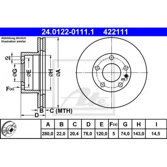 Jeu de 2 disques de frein avant ATE 24.0122-0111.1