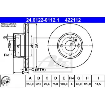 Jeu de 2 disques de frein avant ATE 24.0122-0112.1