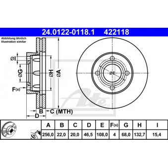 Jeu de 2 disques de frein avant ATE 24.0122-0118.1