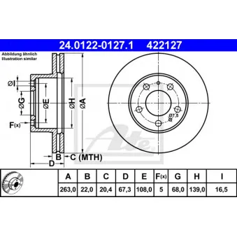 Jeu de 2 disques de frein arrière ATE 24.0122-0127.1