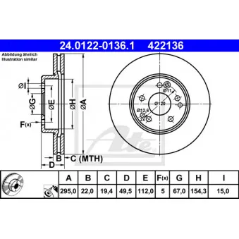 Jeu de 2 disques de frein avant ATE 24.0122-0136.1