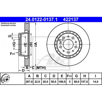 Jeu de 2 disques de frein avant ATE 24.0122-0137.1