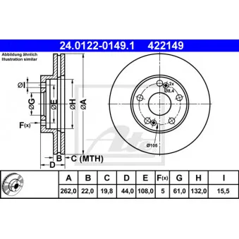 Jeu de 2 disques de frein avant ATE 24.0122-0149.1