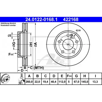 Jeu de 2 disques de frein avant ATE 24.0122-0168.1