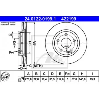 Jeu de 2 disques de frein avant ATE 24.0122-0199.1