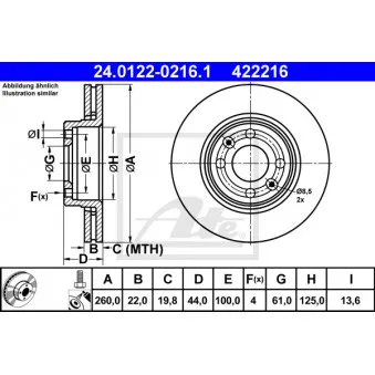 Jeu de 2 disques de frein avant ATE 24.0122-0216.1