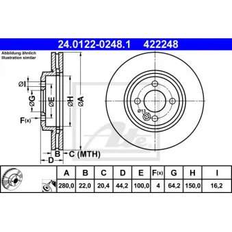 Jeu de 2 disques de frein avant ATE 24.0122-0248.1